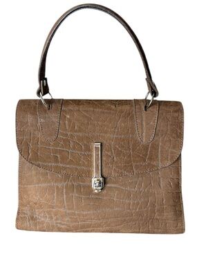 BIRKS Vintage Brown Textured Suede Handbag Satchel Kelly Vibes Made In France